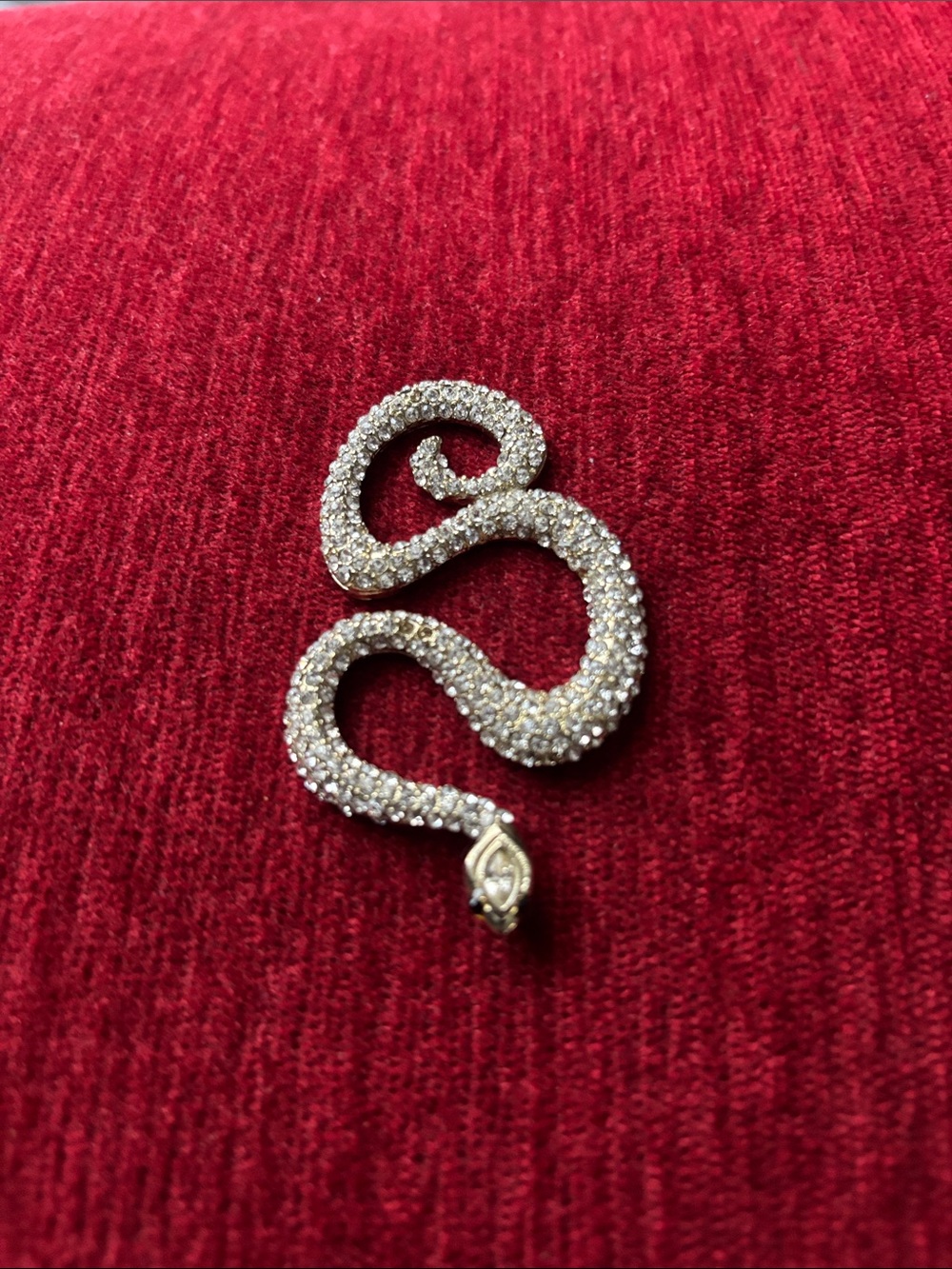Pave Crystal Snake Pendant- Silver Tone